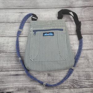 KAVU Black Beige Stripe Canvas Rope Strap Crossbody Bag